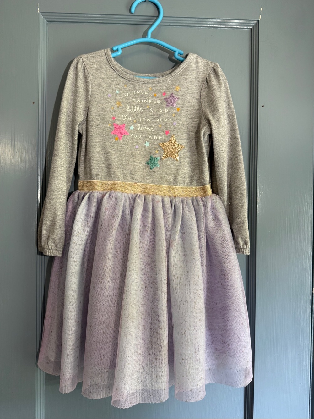 Cat & Jack Gray Top with Lavender Tulle Star Skirt